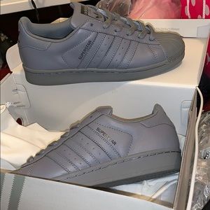 Gray Adidas Superstar Shoes. Size US 5.